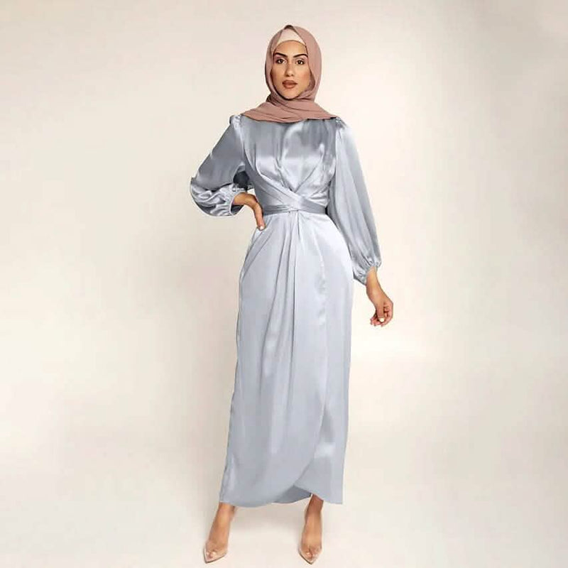 Women's Satin Swing Maxi Dress Women's Dresses Gray S - DailySale