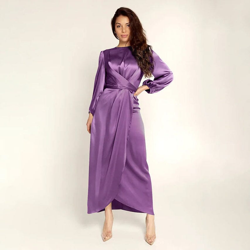 Women's Satin Swing Maxi Dress Women's Dresses Purple S - DailySale