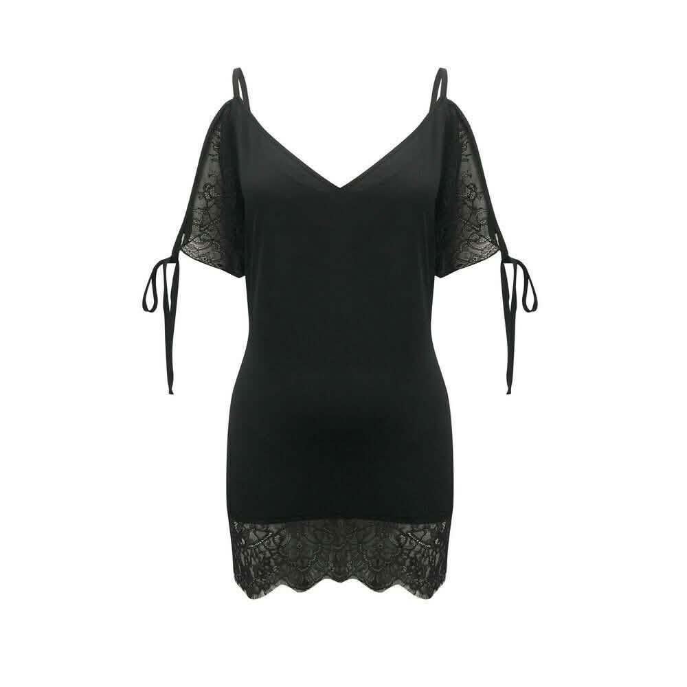 Women's Sexy Lace Satin Mini Dress Women's Clothing S - DailySale