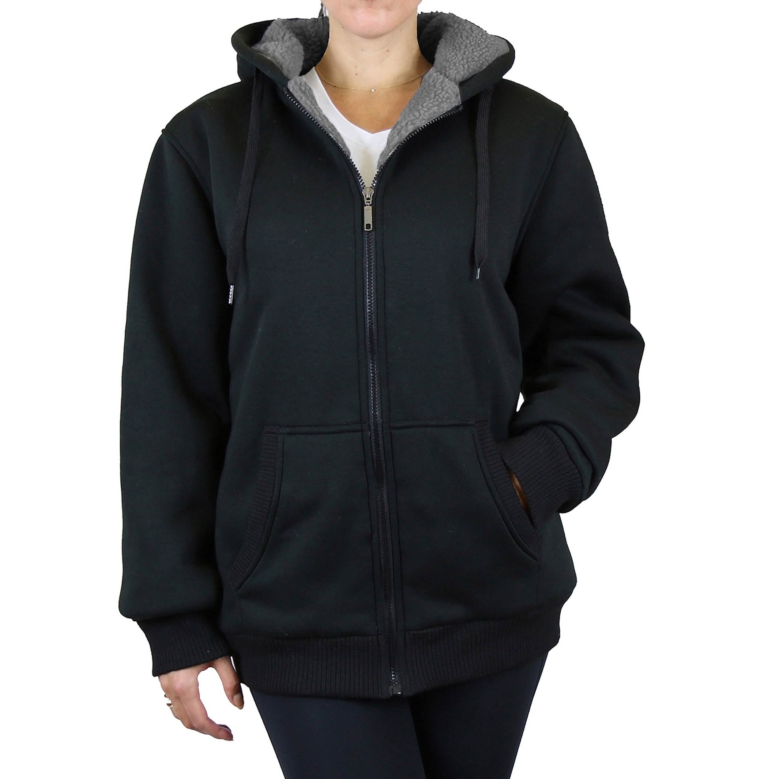Women's Sherpa Hoodie, Hat and Thermal Socks Gift Set Women's Clothing Black S - DailySale