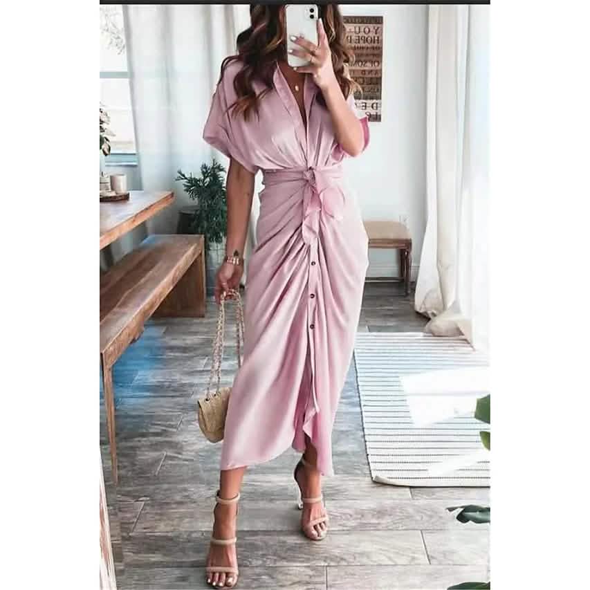 Women's Shirt Maxi Long Dress Women's Dresses Pink S - DailySale