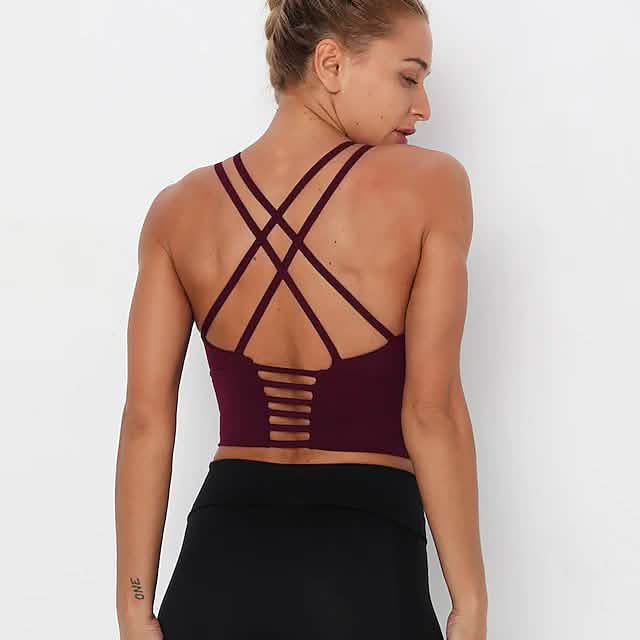 Women's Shock Resistant Sports Bra Women's Swimwear & Lingerie Burgundy S - DailySale