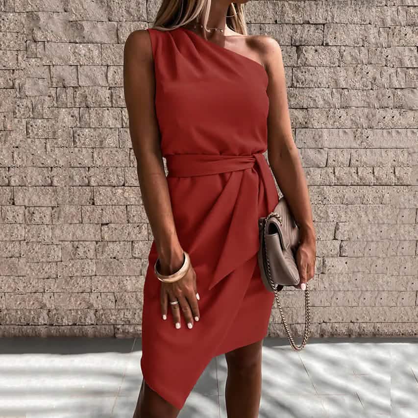 Women's Short Elegant Casual Dress Women's Dresses Red S - DailySale