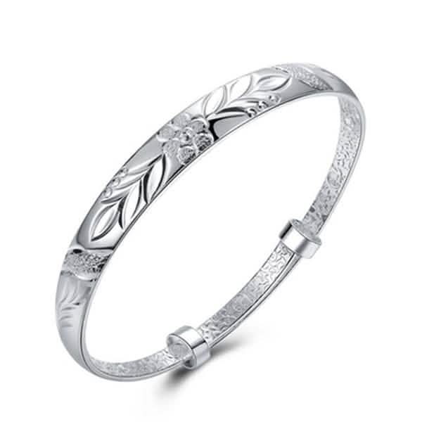 Women's Silver Plated Floral Ingrain Design Bangle Jewelry - DailySale