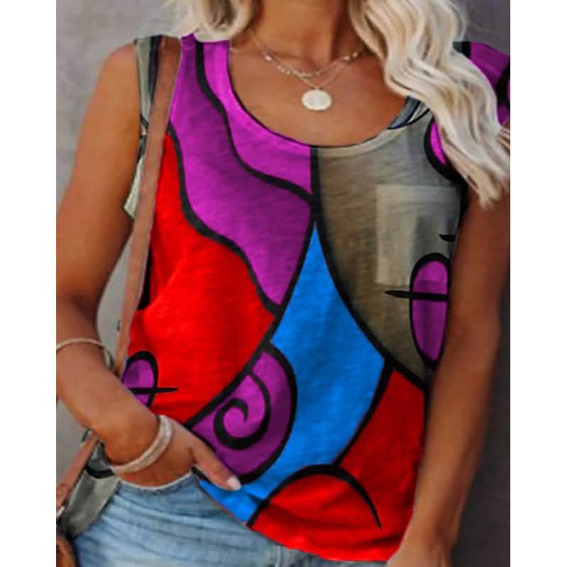 Women's Sleeveless Crew Neck Casual Top Vest Women's Tops Purple S - DailySale