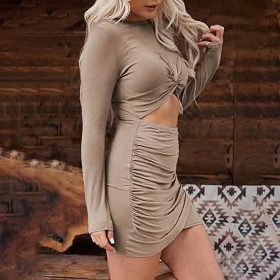 Women's Sleeveless Hollow Out Twist Bodycon Dress Women's Dresses - DailySale