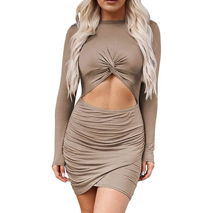 Women's Sleeveless Hollow Out Twist Bodycon Dress Women's Dresses - DailySale