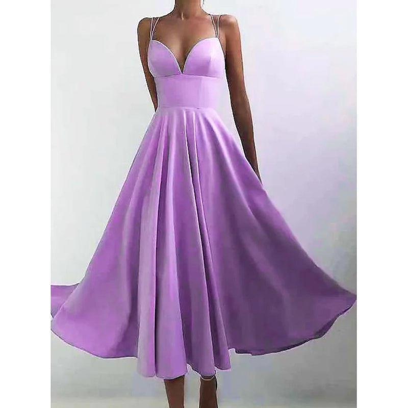 Women's Sleeveless Solid Color Open Back Maxi Dress Women's Dresses Purple S - DailySale
