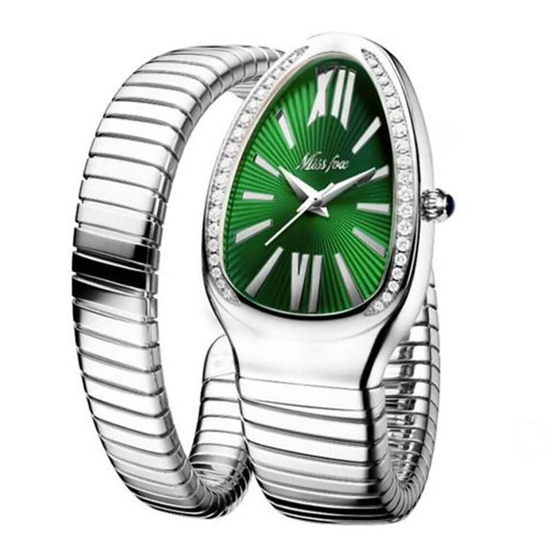 Women's Snake Shape Luxury Wrist Watch Women's Shoes & Accessories Silver - DailySale
