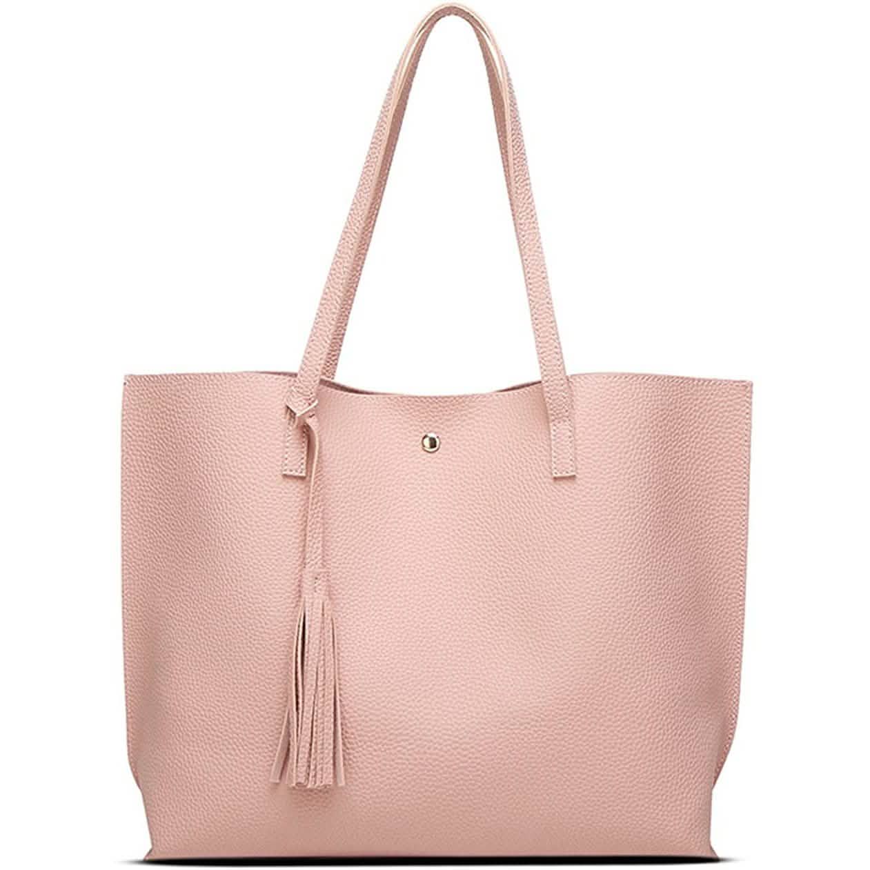 Women's Soft Faux Leather Tote Shoulder Bag Bags & Travel Pink - DailySale