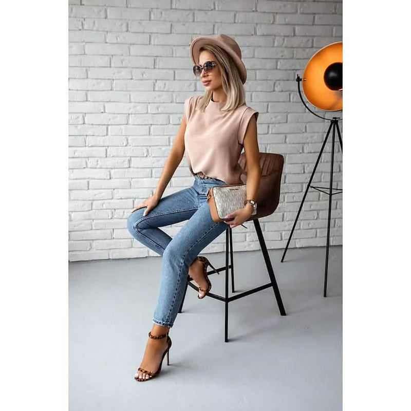 Women's Solid Color Patchwork Stand Collar Top Women's Tops - DailySale