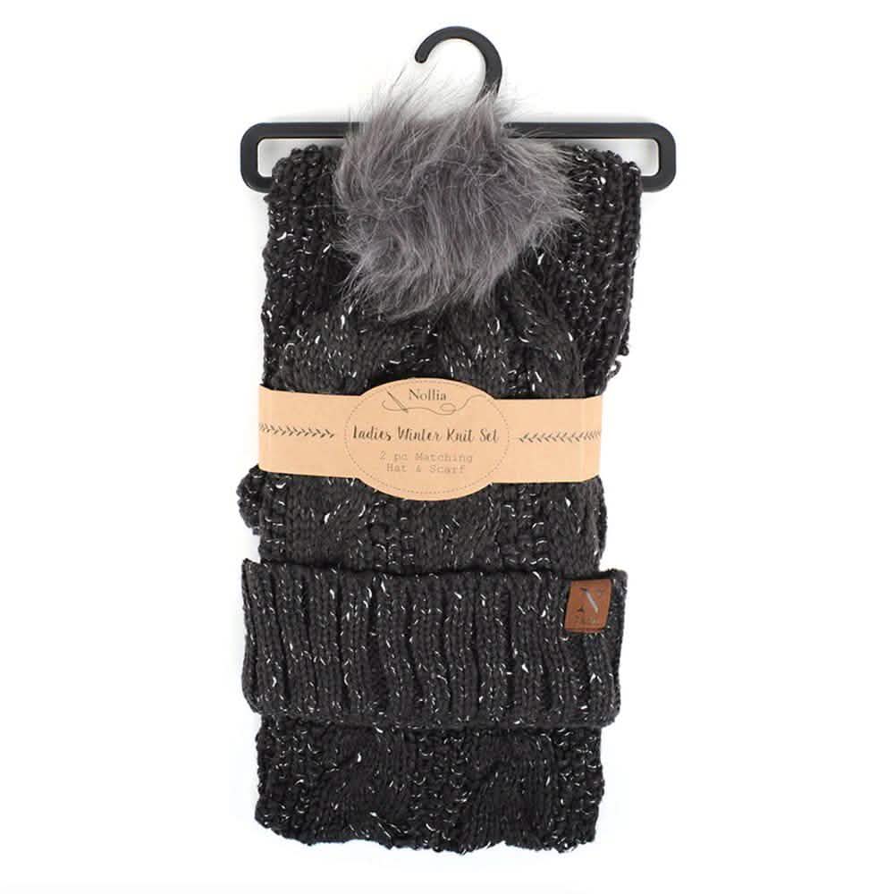 Women's Speckled Knit Hat and Infinity Scarf Set Women's Accessories Gray - DailySale