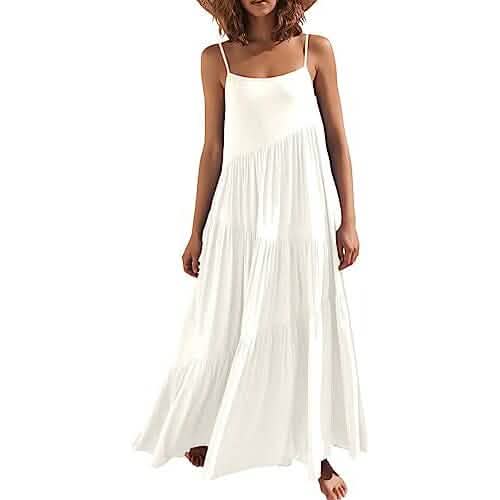 Women's Summer Casual Loose Sleeveless Spaghetti Strap Asymmetric Tier Women's Summer Casual Loose Sleeveless Spaghetti Strap Asymmetric Tier