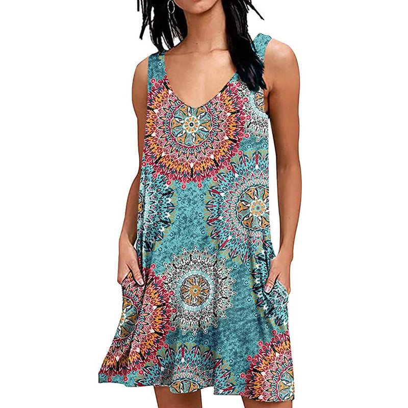 Women's Summer Casual T-Shirt Dress Women's Dresses Green S - DailySale