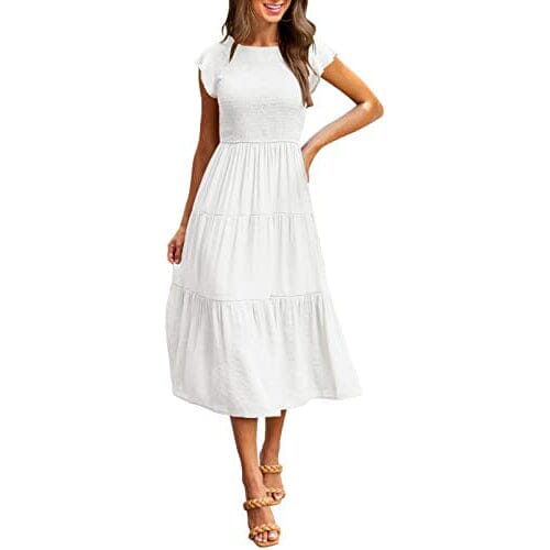 Women's Summer Casual Tiered A-Line Dress Women's Dresses White S - DailySale