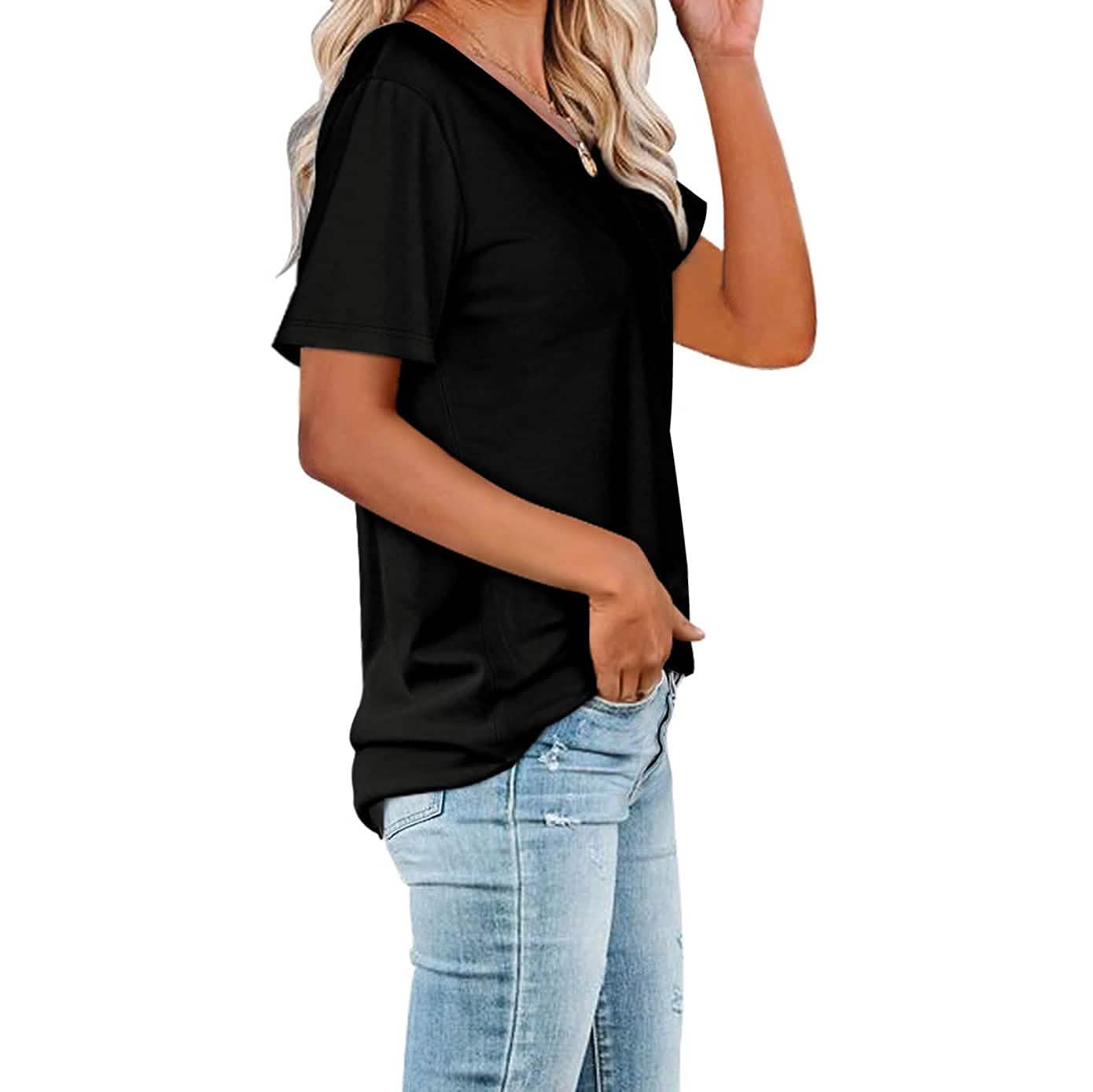 Women's Summer Short Sleeve Crew Neck Pocket Top Women's Tops - DailySale