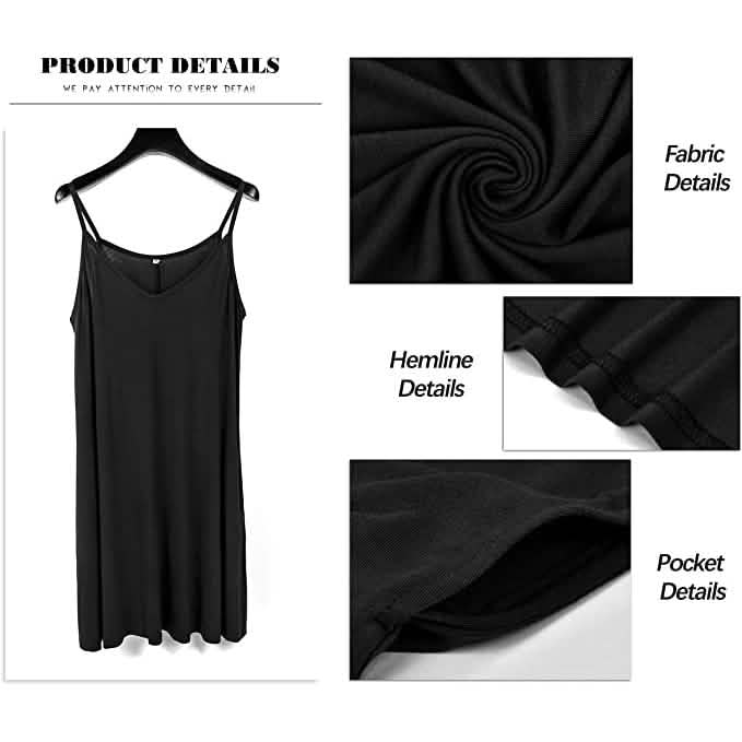 Women's Summer Spaghetti Strap Casual Swing Tank Beach Cover Up Dress with Pockets Women's Dresses - DailySale