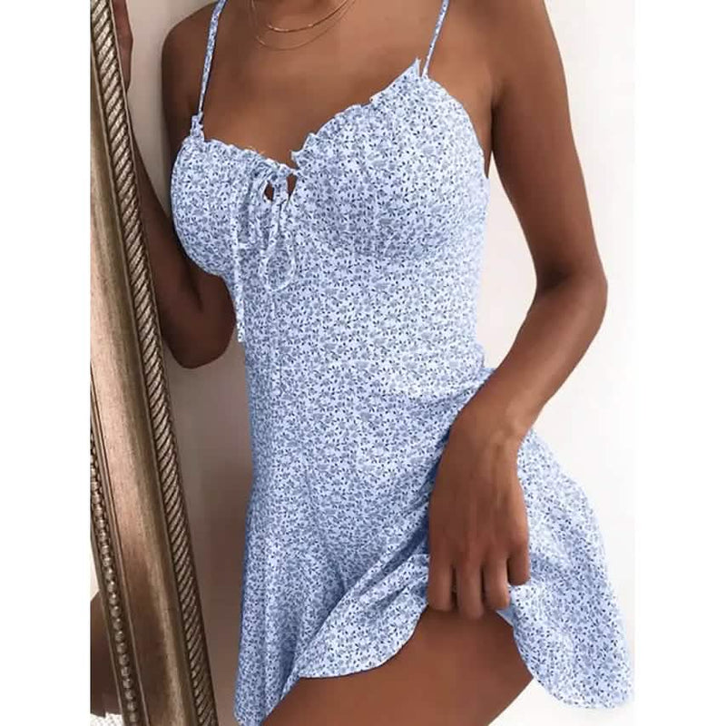 Women's Sundress Short Mini Dress Women's Dresses Blue S - DailySale