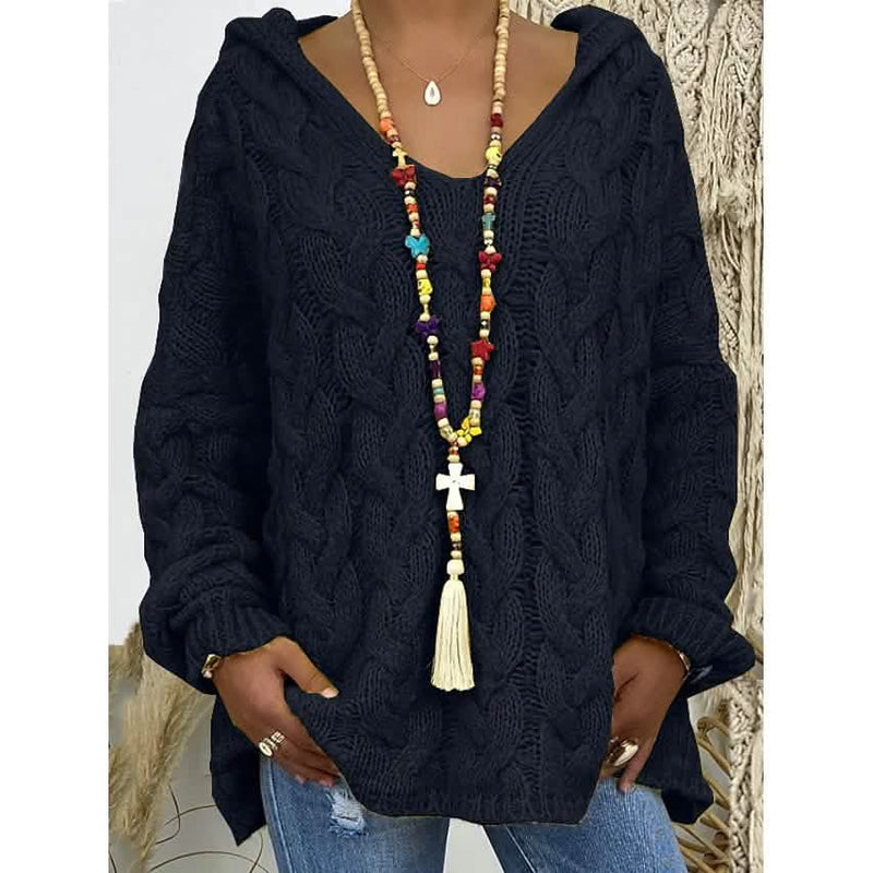 Women's Sweater Oversized Pullover Jumper Knitted Solid Color Women's Tops Black S - DailySale