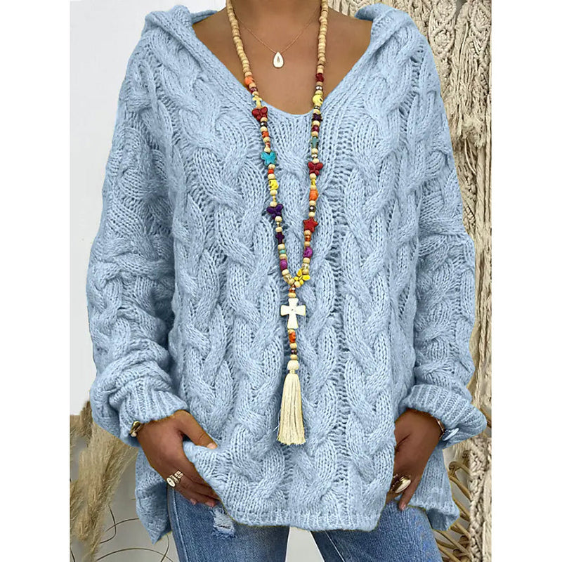 Women's Sweater Oversized Pullover Jumper Knitted Solid Color Women's Tops Light Blue S - DailySale