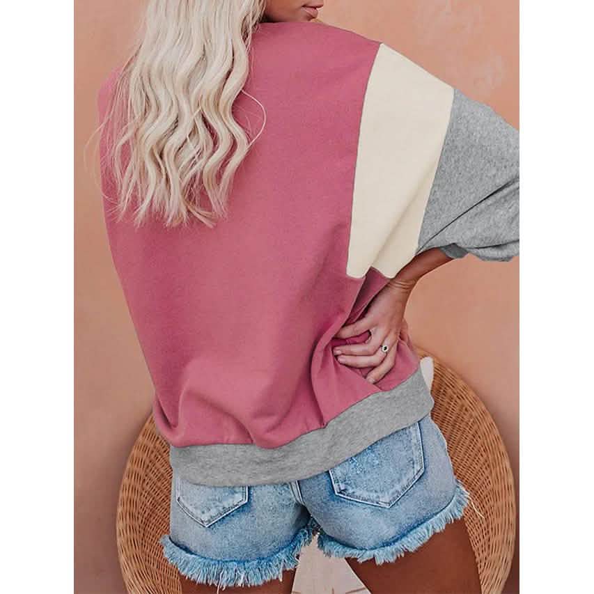 Women's Sweatshirt Pullover Color Block Patchwork Women's Tops - DailySale