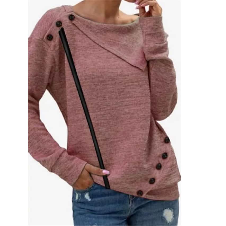 Women's Sweatshirt Pullover Solid Color Women's Tops Red S - DailySale