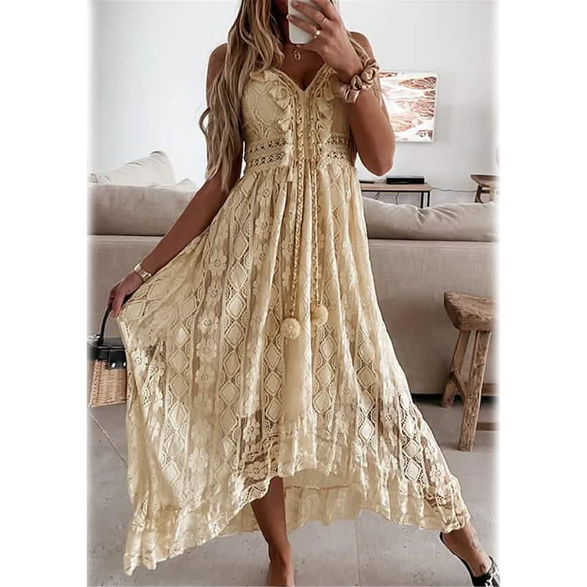 Women's Swing Dress Maxi long Dress Women's Dresses Beige S - DailySale