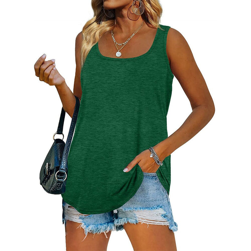 Women's Tank Top Casual Basic Square Neck Women's Tops Green S - DailySale
