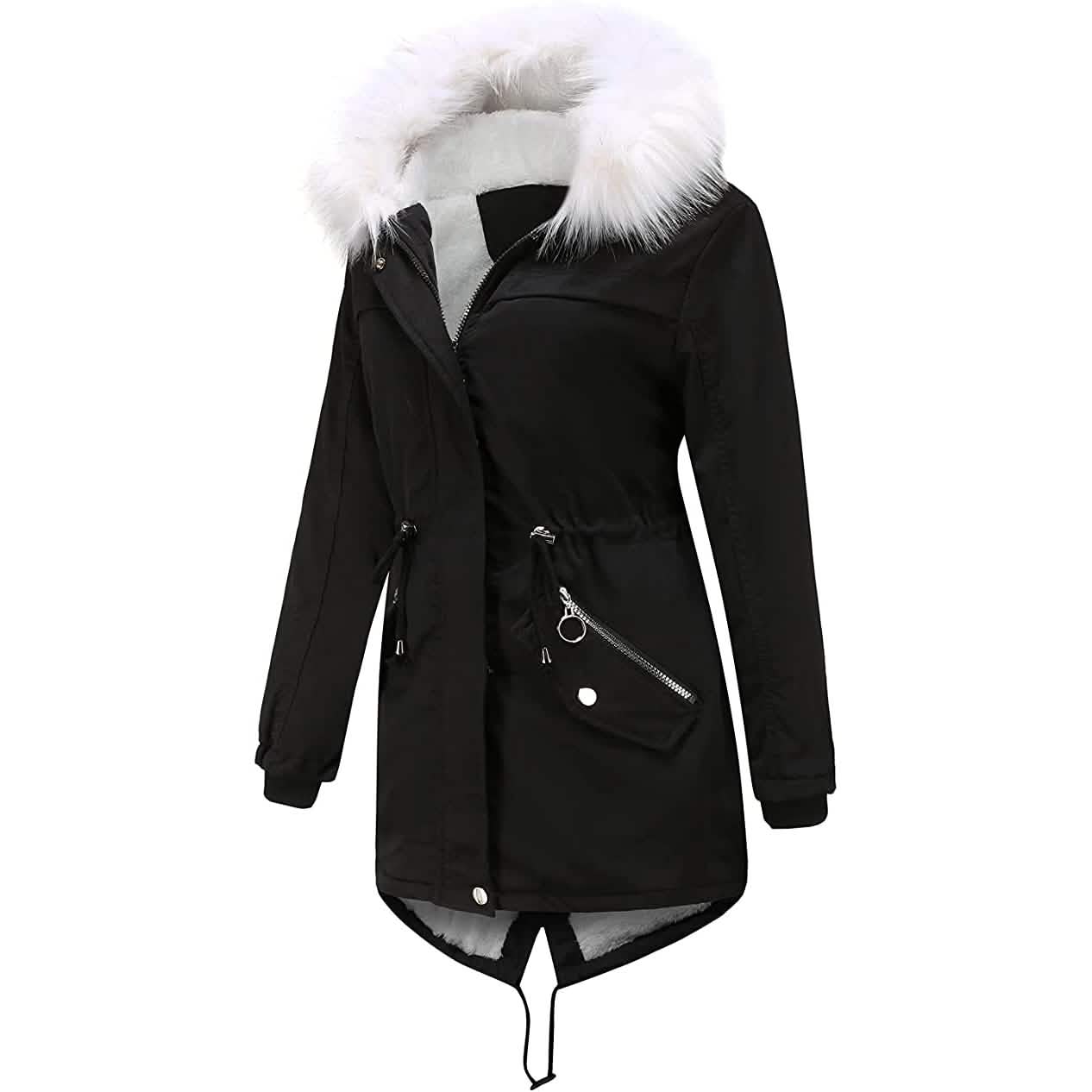 Women's Thick Warm Fleece Lined Winter Coat Jacket Parka with Fluffy Hood Women's Outerwear - DailySale
