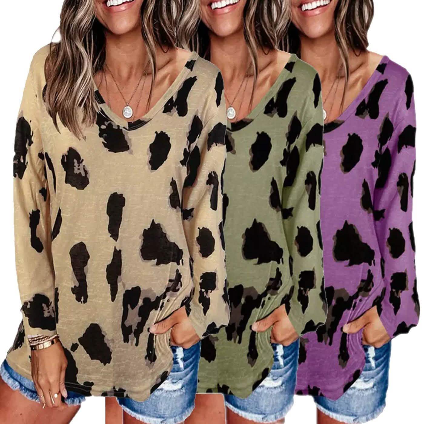 Women's V-Neck Leopard Print Inspired Top Women's Clothing - DailySale