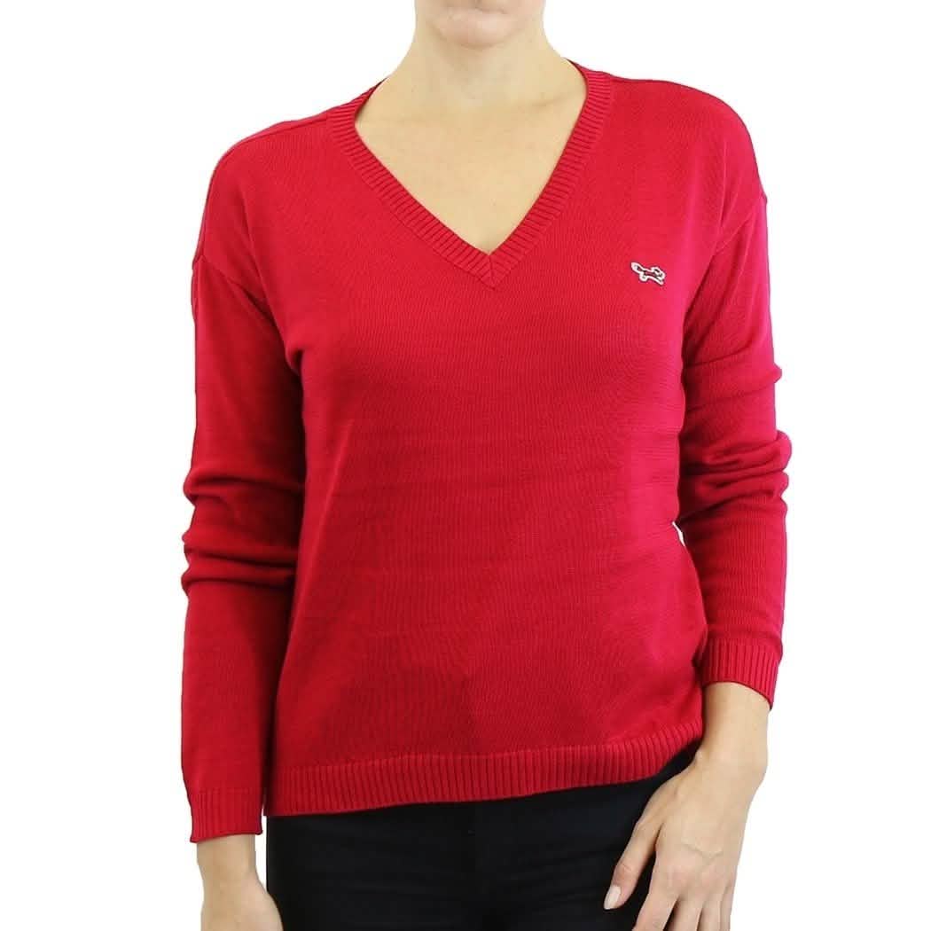 Womens V Neck Long Sleeve Sweater - Assorted Colors & Sizes Women's Apparel S Red - DailySale