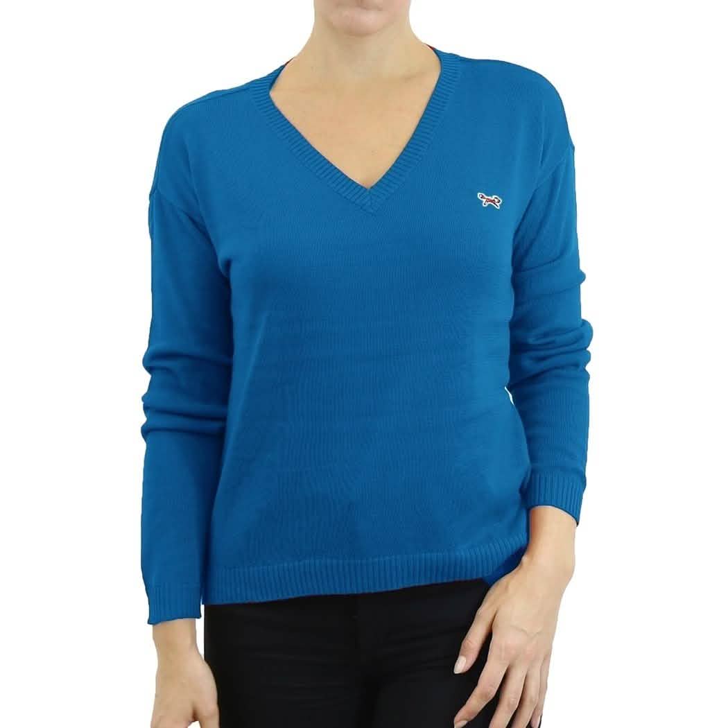 Womens V Neck Long Sleeve Sweater - Assorted Colors & Sizes Women's Apparel XL Blue - DailySale
