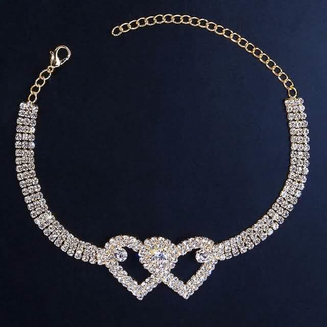 Women's White Ankle Bracelet Chandelier Heart Bracelets Gold - DailySale