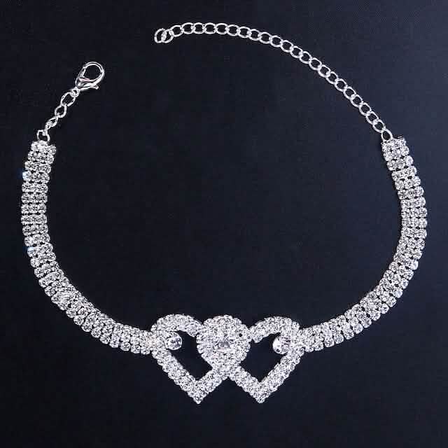 Women's White Ankle Bracelet Chandelier Heart Bracelets Silver - DailySale