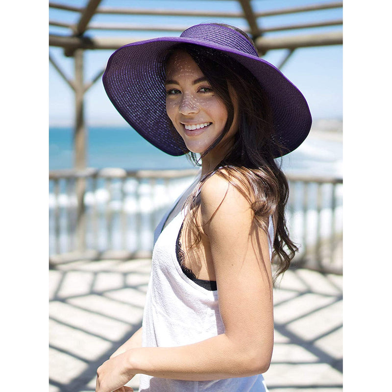 Women's Wide Brim Roll-up Straw Sun Hat Sun Visor