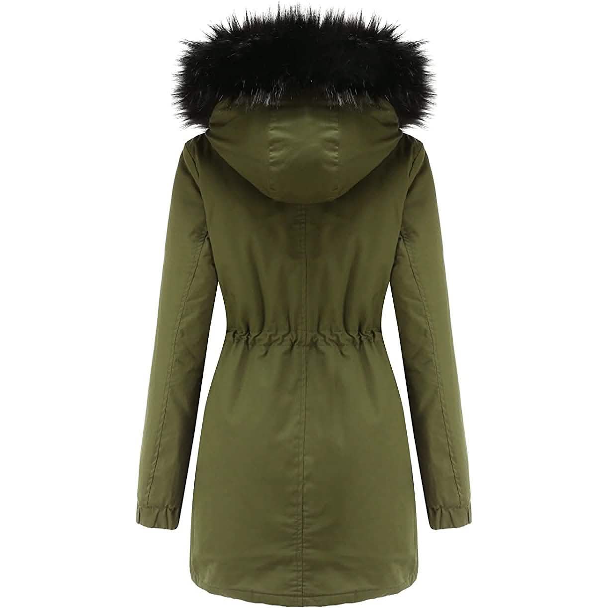Women's Winter Coat Warm Thick Black Fleece Lined Wide Furry Hood Parka Women's Outerwear - DailySale