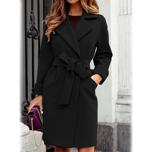 Women's Winter Fall Long Coat Women's Outerwear Black S - DailySale