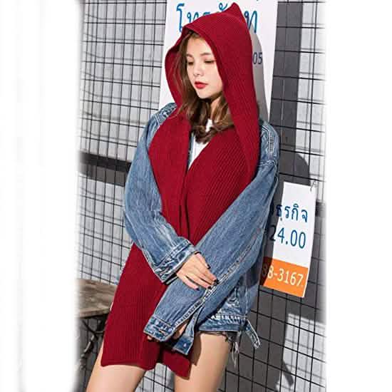 Women's Winter Knitted Hooded Long Scarf Women's Shoes & Accessories - DailySale