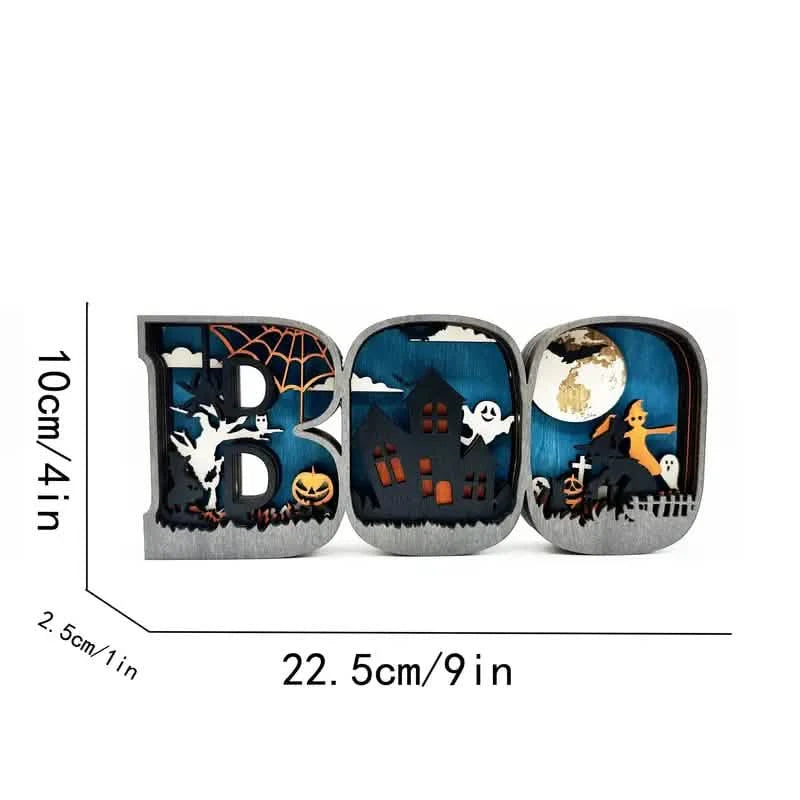 Wooden 3D Halloween Letter Shaped LED Light Holiday Decor & Apparel - DailySale