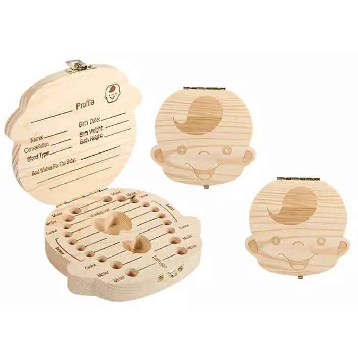 Wooden Storage Keepsake Box For Baby Teeth Baby 2-Pack-Boy - DailySale