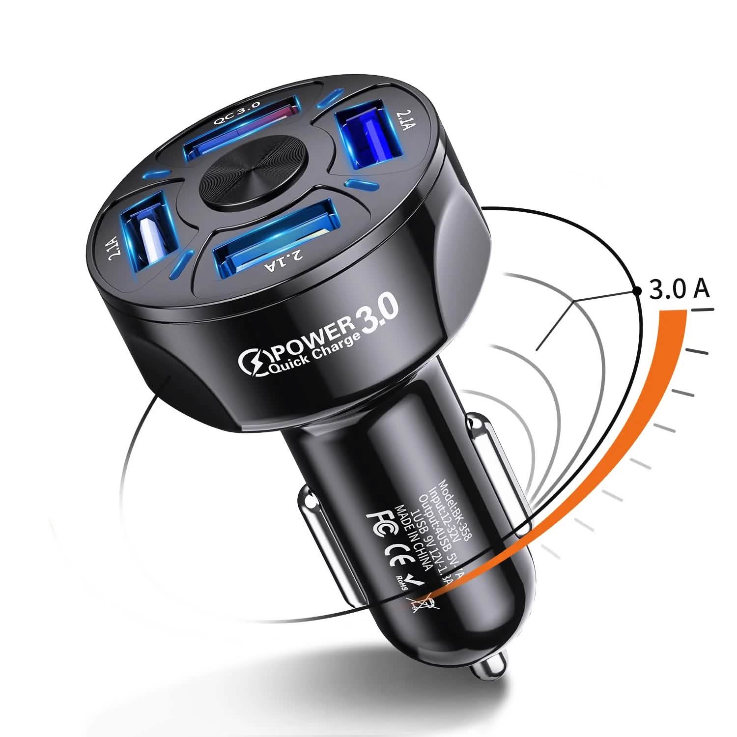 XIA LED 4 Port Rapid Car Charger Automotive - DailySale