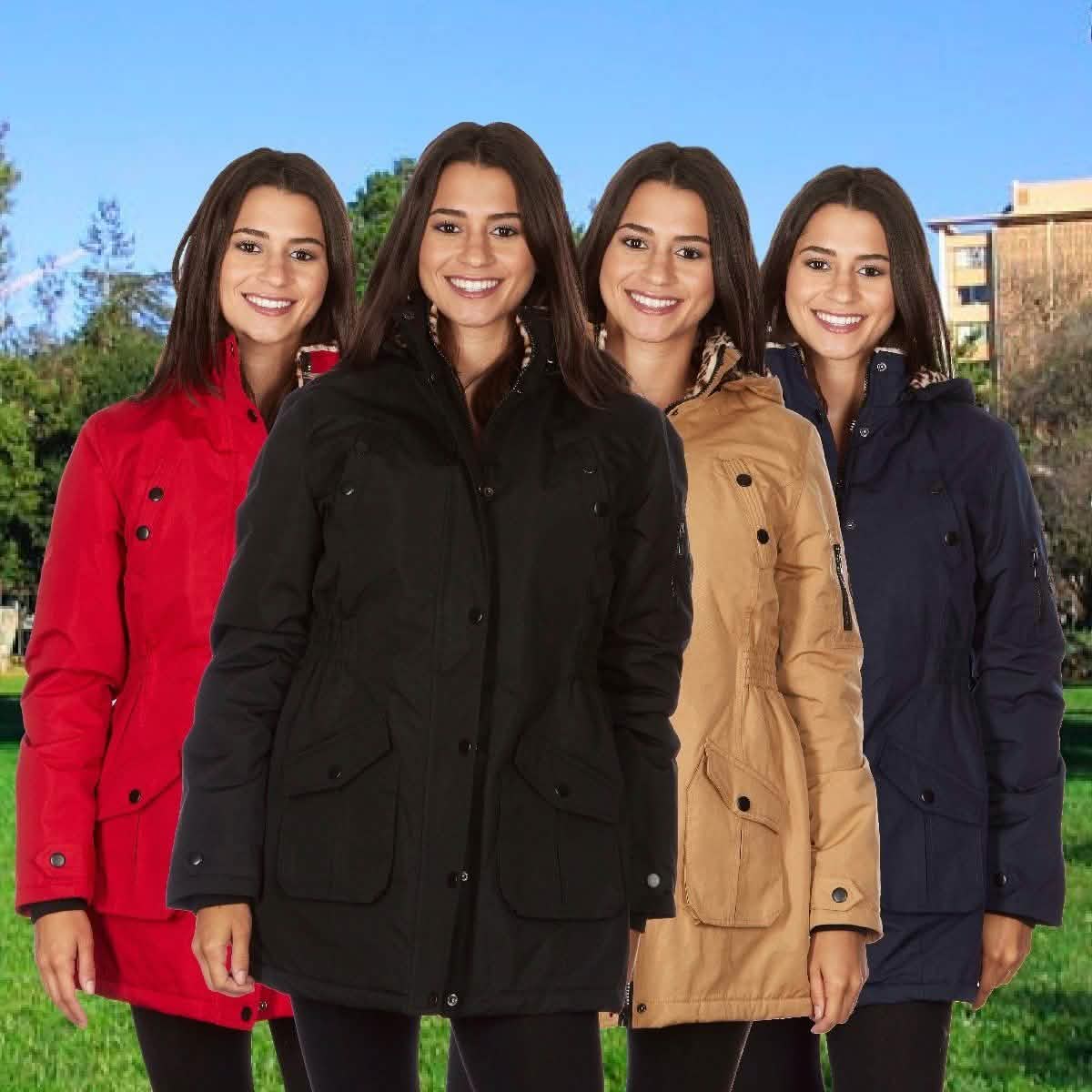 Yoki Women's Long Heavy Weight Coat with Leopard Sherpa Lining and Hood Women's Apparel - DailySale