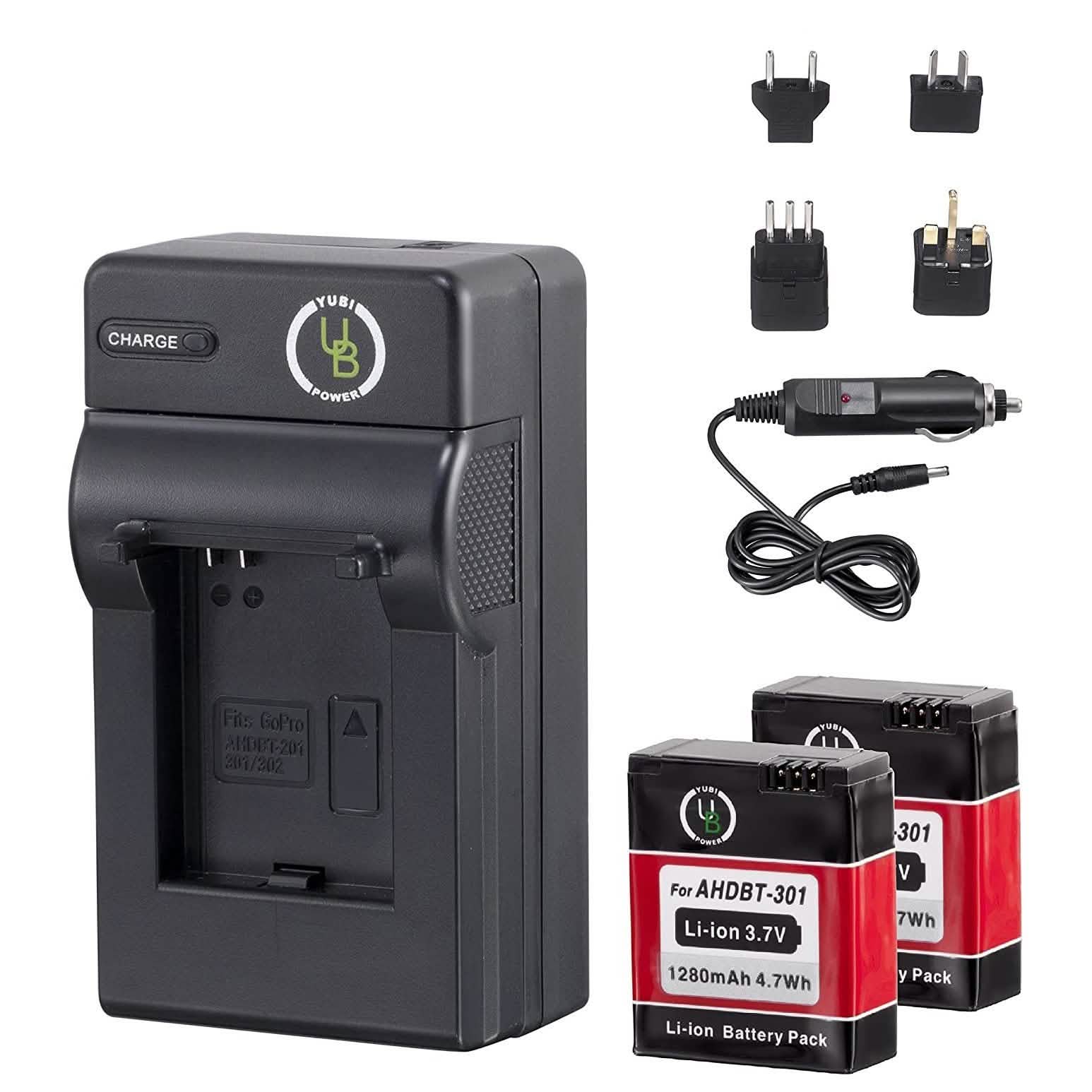 Yubi Power 2 Batteries Kit for GoPro 1280 mAh and Travel Charger Kits Gadgets & Accessories - DailySale