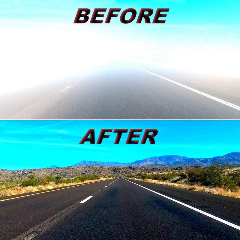 Before and after demonstration of Zerodark 2-in-1 Anti-Glare Car Visor
