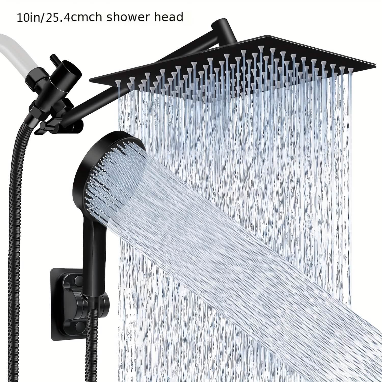 High Pressure Rainfall & Handheld Shower Head – Adjustable, Chrome/Black
