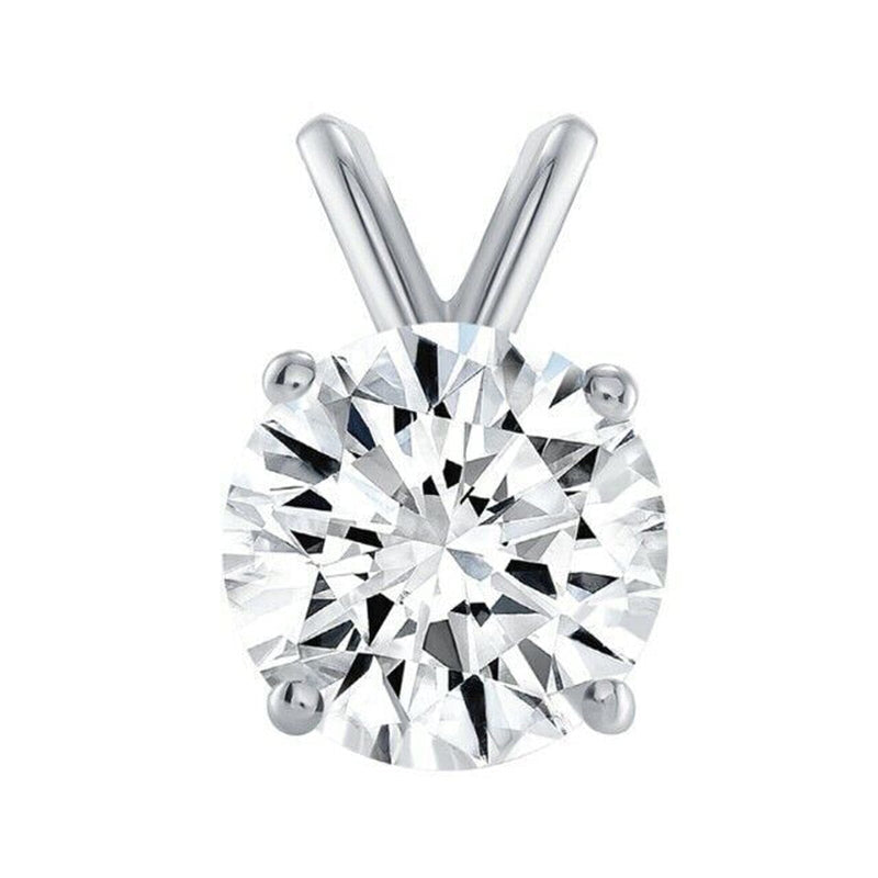0.25-0.75 CT Round Real 14K White Gold Natural Diamond Solitaire Pendant Necklaces - DailySale
