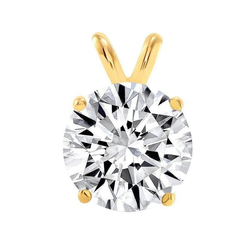 0.25-0.75 CT Round Real 14K Yellow Gold Natural Diamond Solitaire Pendant Necklaces 4mm - DailySale