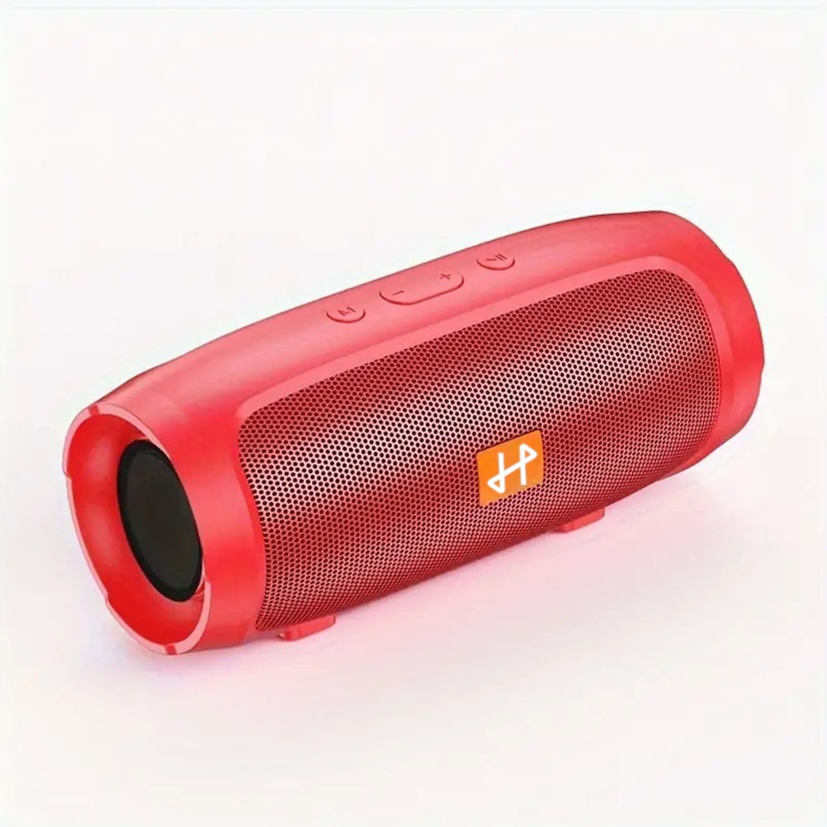 Red speaker on a plain background