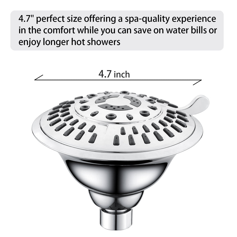 High Pressure 5-Spray Fixed Shower Head, Angle Adjustable