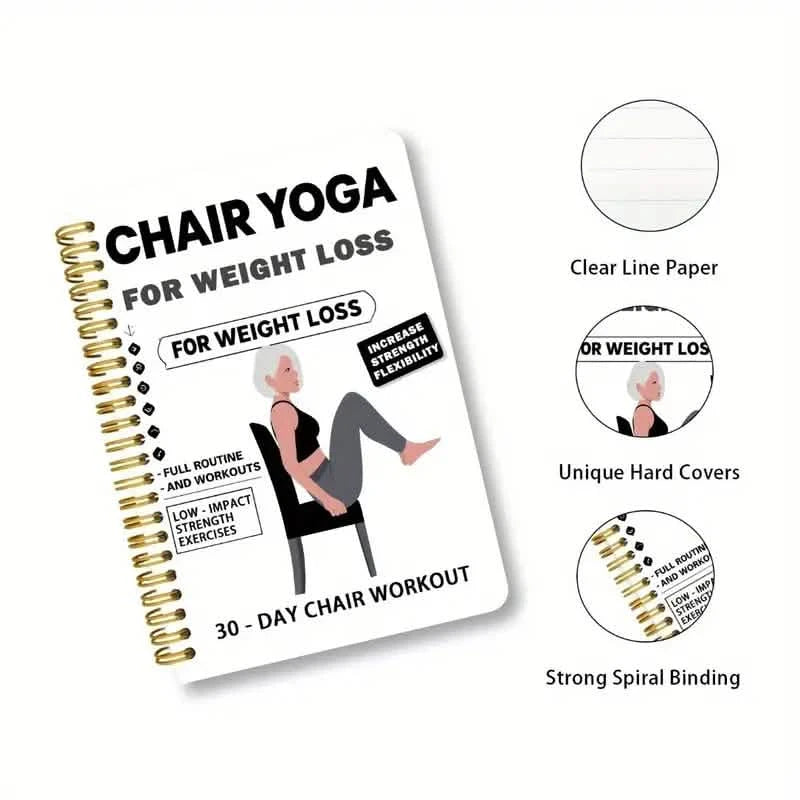 30-Day Chair Yoga Notebook | 15-Min Daily Workouts & Guide